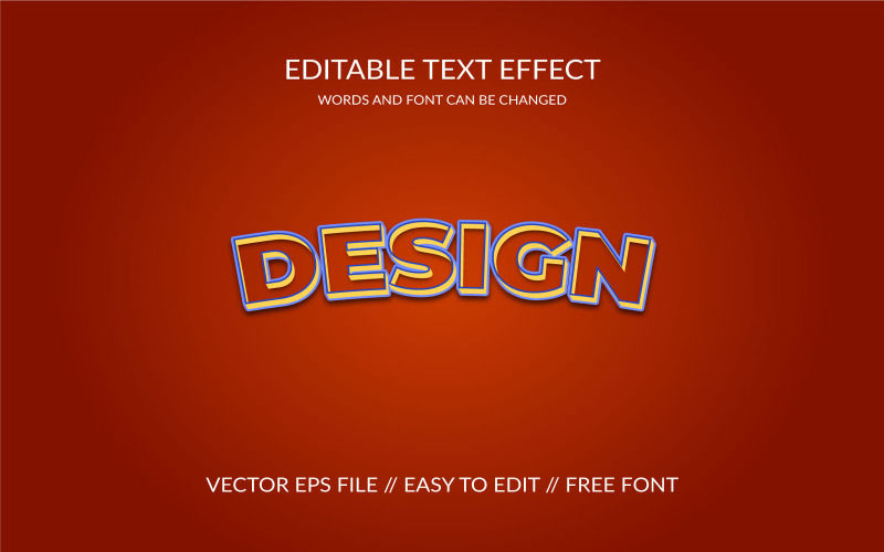 Diseño editable eps 3d ilustración de diseño de efecto de texto