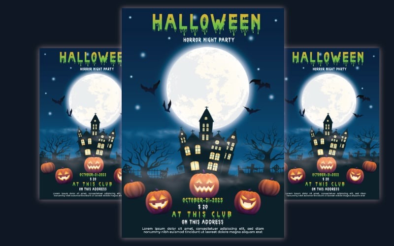 Halloween Party Flyer Template - Шаблон листівки на Хелловін