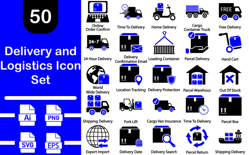 Levering en logistiek icon set