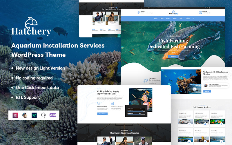 Líheň - Služby instalace akvárií Téma WordPress