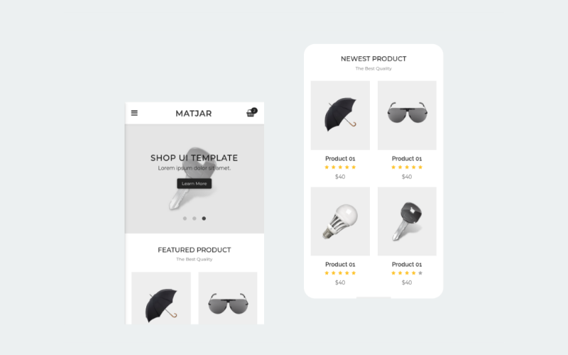 Matjar - Minimalistische UI e-commerce mobiele sjabloon