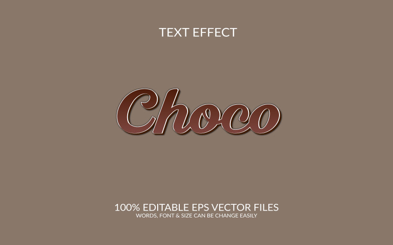 Modèle de conception d'effet de texte Eps vectoriel modifiable Choco 3D