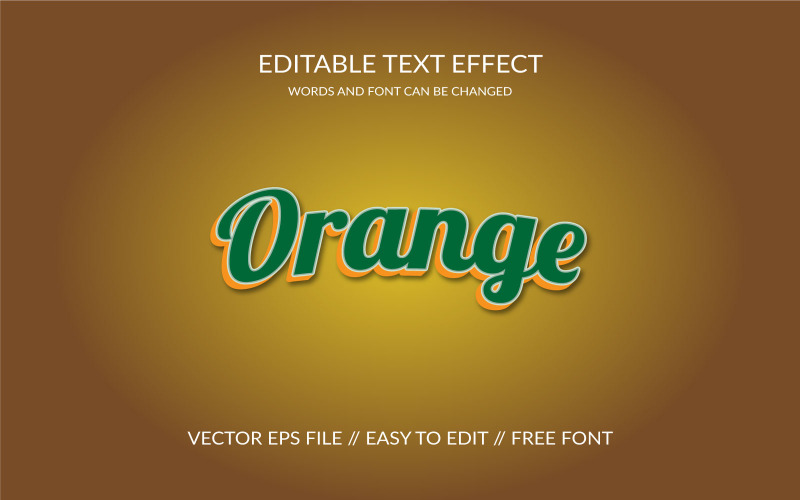 Orange 3D-redigerbar vektor Eps-texteffektmalldesign