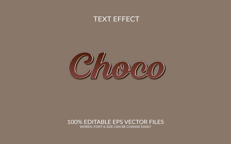 Plantilla de diseño de efecto de texto Eps vectoriales editables Choco 3D