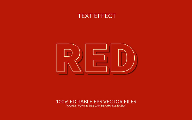 Red fully editable vector 3d text effect template design