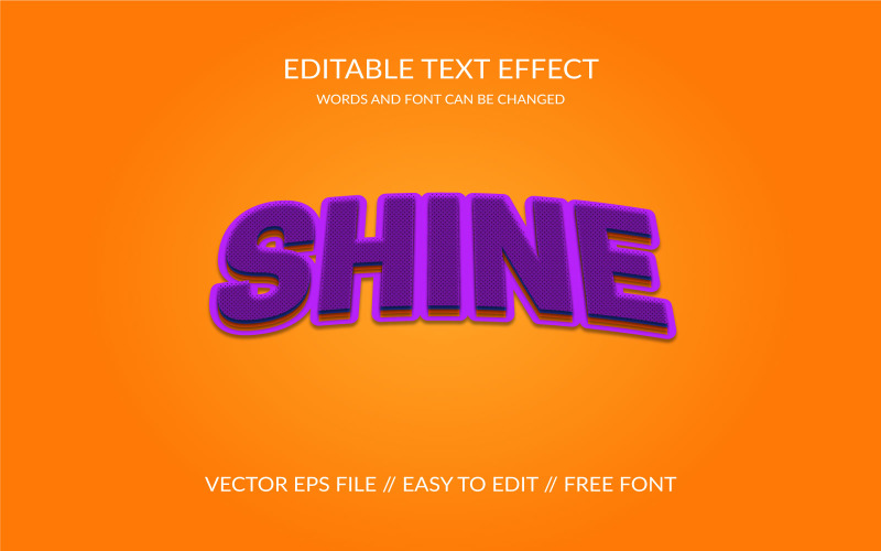Shine 3D bearbeitbares Vektortexteffekt-Vorlagendesign