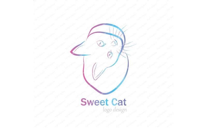 Diseño de marca de logotipo de gato dulce