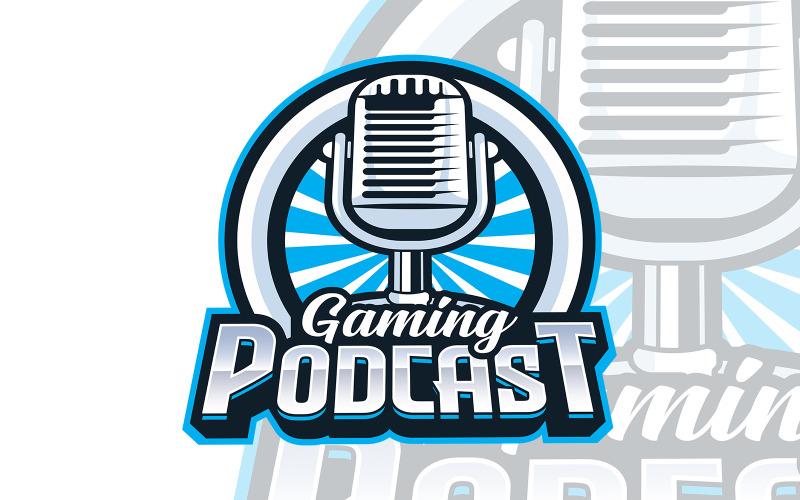 Podcast maskot logotyp mall