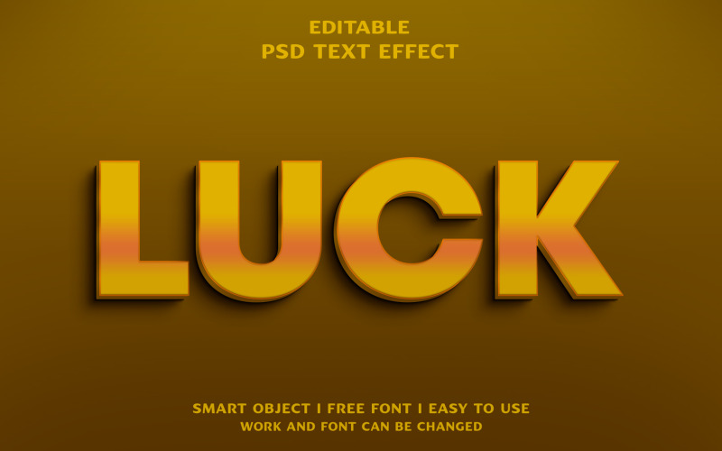 Suerte diseño de efecto de texto 3d.