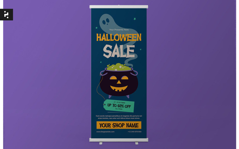 Bannière enroulable de vente d'Halloween