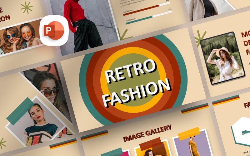 Modelo de apresentação de moda retrô