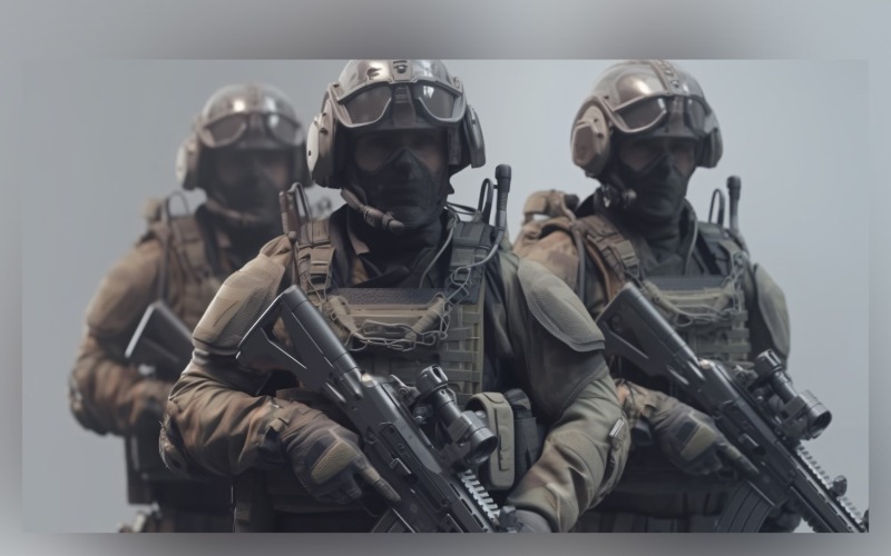 Stridsförberedd tungt beväpnad militär personal 13