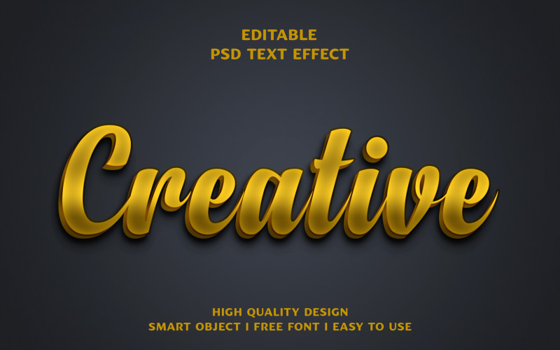Diseño creativo de efecto de texto dorado 3d.