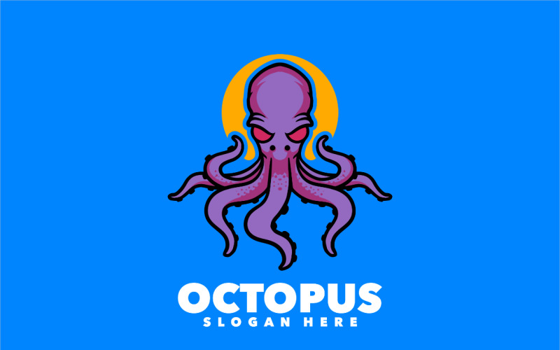 Logo del modello di disegno della mascotte del polpo
