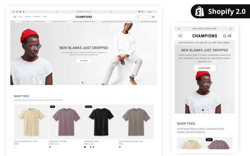 Champion - Shopify 2.0 时尚主题 |最佳 Shopify 服装主题