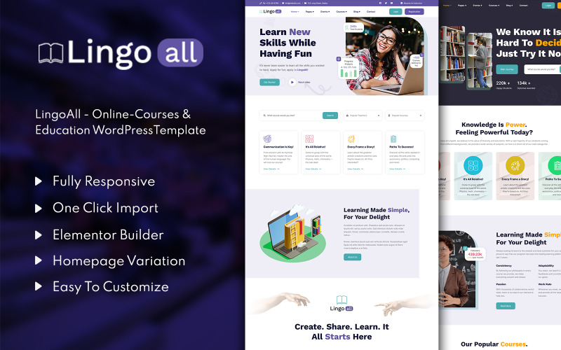 LingoAll - Cursos Online e Tema WordPress Educacional