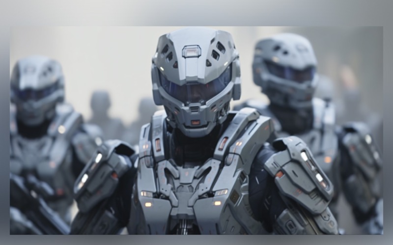 Machinetrio aan de frontlinie van de zwaarbewapende Robot Force 83