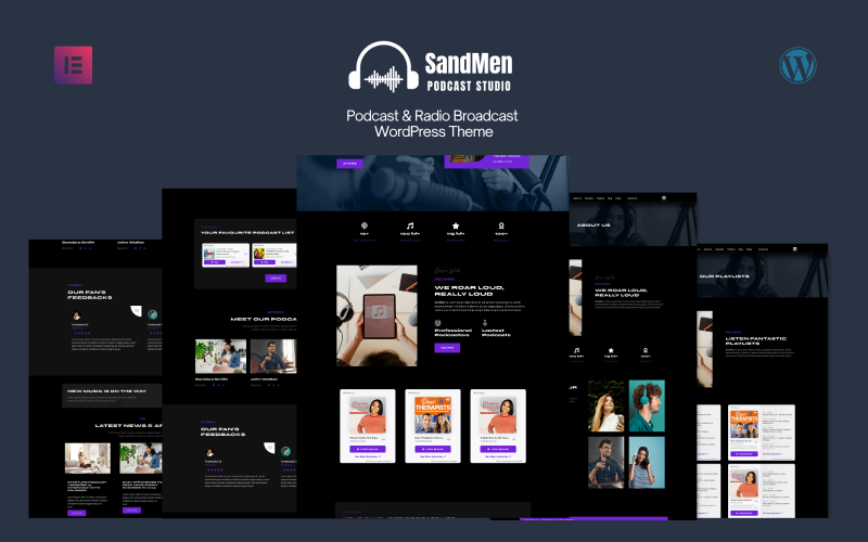 SandMen - Podcast & Radio Studio WordPress-webbplats