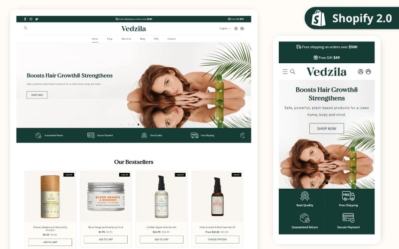 Vedzila - Shopify 2.0 Догляд за шкірою Тема | Тема Shopify Beauty