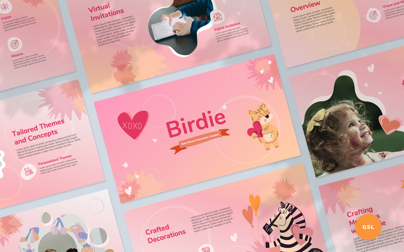 Birdie - Baby Shower Presentation Шаблон Google Slides