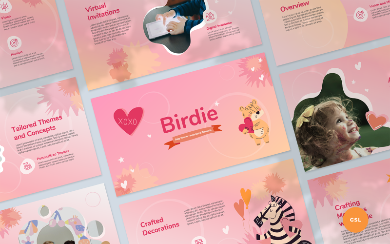 Birdie - 婴儿送礼会演示文稿谷歌幻灯片模板
