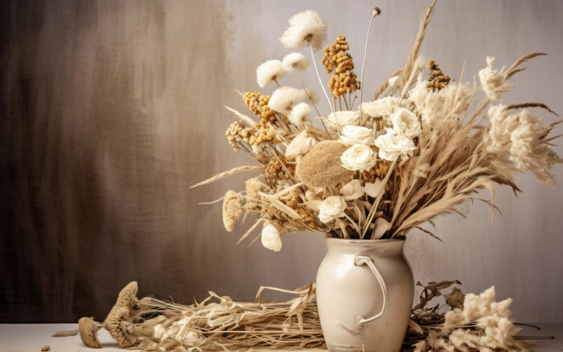 Torkade blommor Stilleben White Flora 03