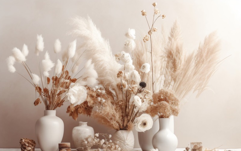 Torkade blommor Stilleben White Flora 16