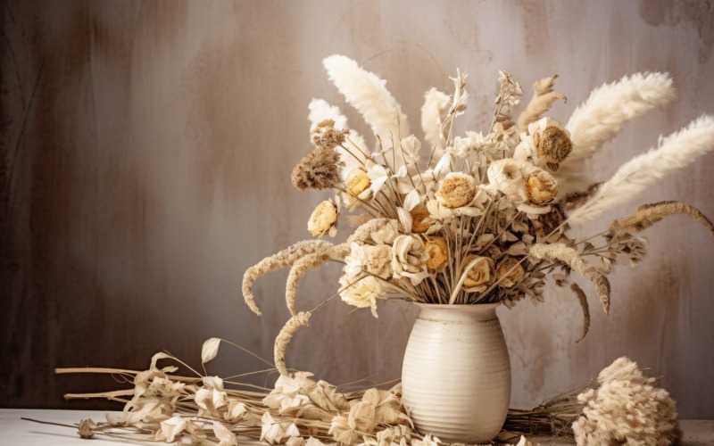 Trockenblumen Stillleben Weiße Flora 11