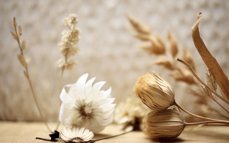 Torkade blommor Stilleben White Flora 34