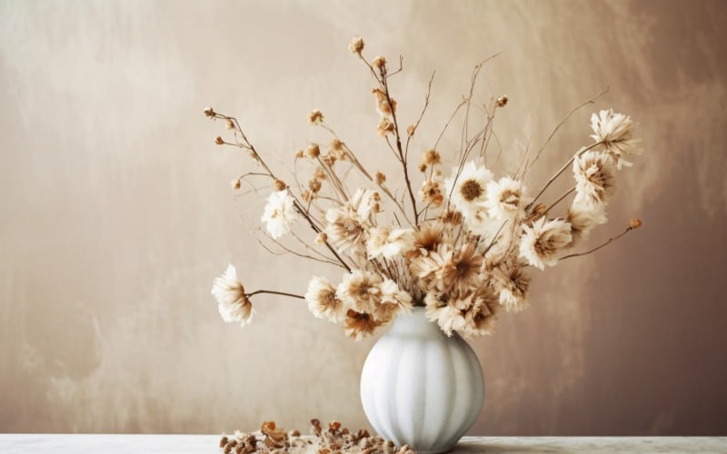 Torkade blommor Stilleben White Flora 43