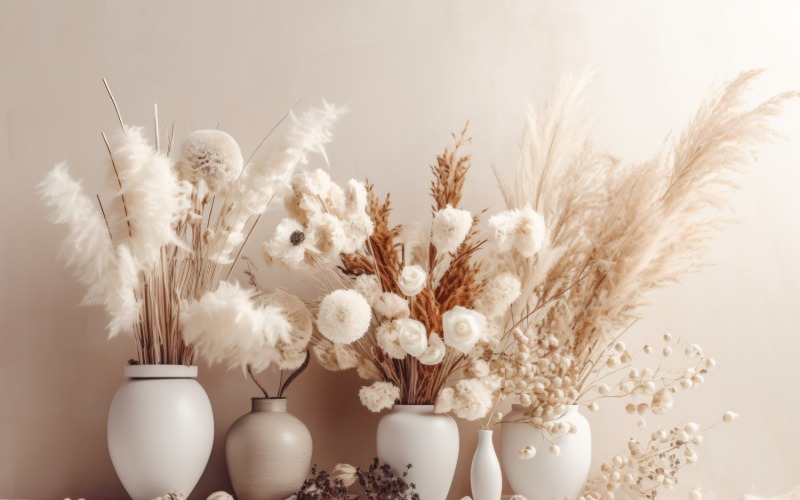 Torkade blommor Stilleben White Flora 48