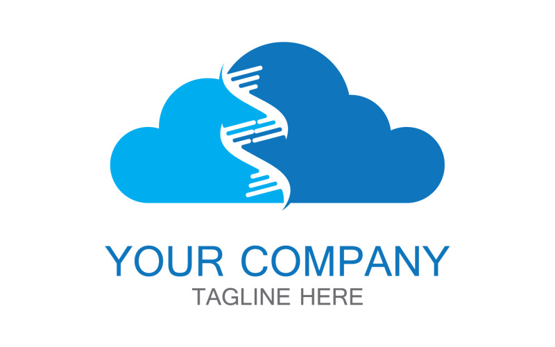 Modèle de logo ADN bleu nuage v16