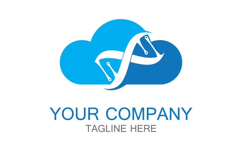 Modello logo DNA nuvola blu v12