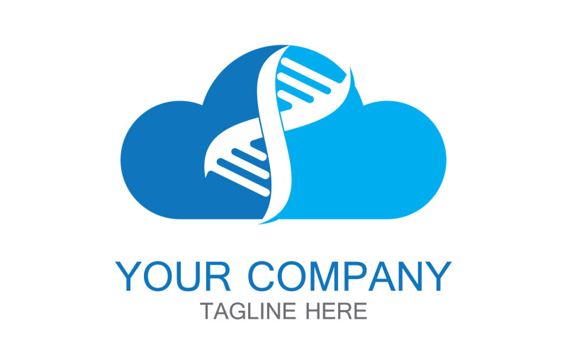 Modelo de logotipo de DNA azul nuvem v4