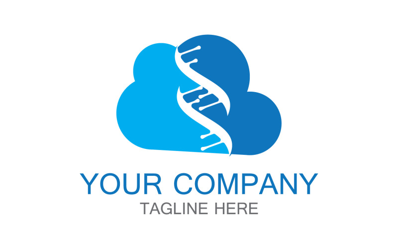 Plantilla de logotipo de ADN azul nube v18
