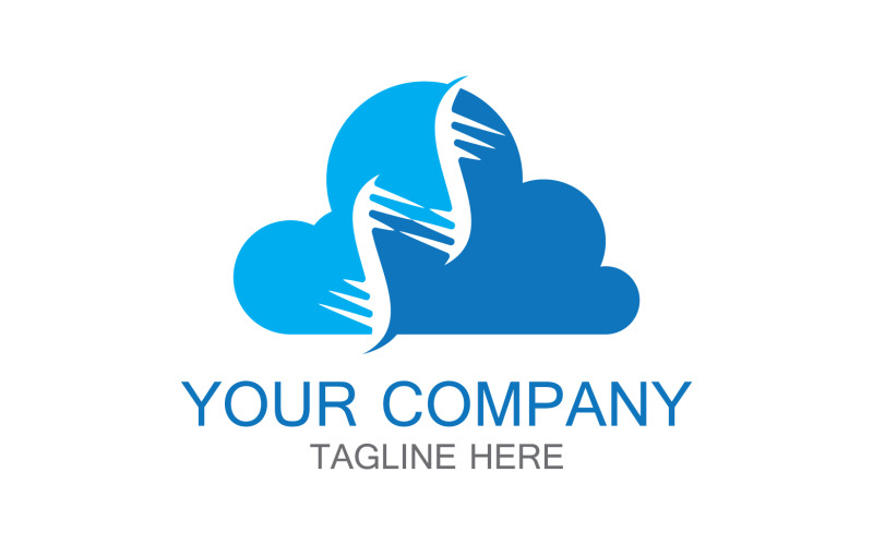 Шаблон логотипа Cloud blue DNA v19