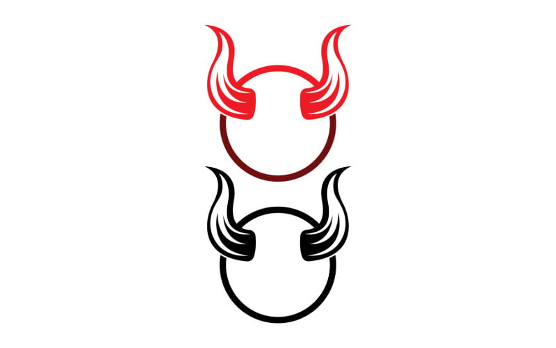 魔鬼角红色模板标志 v38