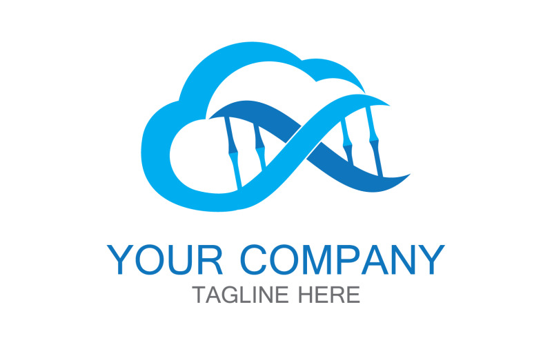 Modèle de logo ADN bleu nuage v32
