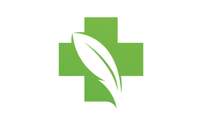 Hastane doğa yaprak sağlık logosu şablonu v1