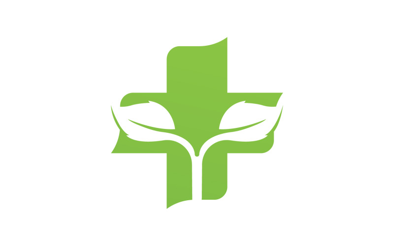 Modello di logo per la salute delle foglie della natura ospedaliera v7