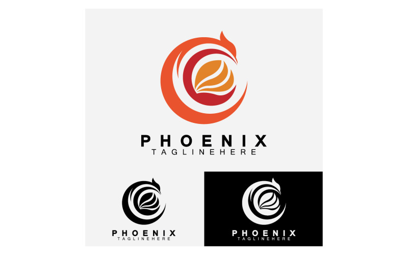 Phoenix kuş şablonu logo vektör v18