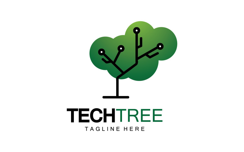 Logo del modello di albero tecnologico vcetor v9
