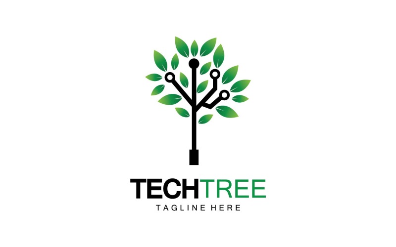Logotipo de plantilla de árbol tecnológico vcetor v19