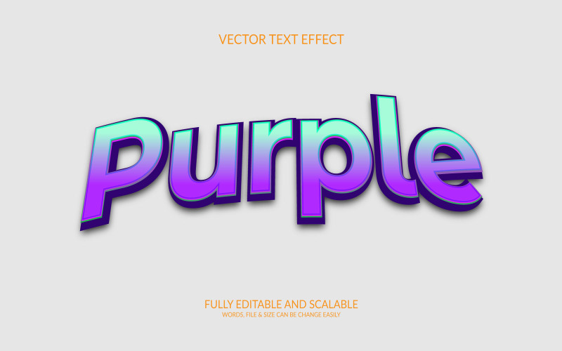 Design de efeito de texto 3d de vetor editável roxo Eps