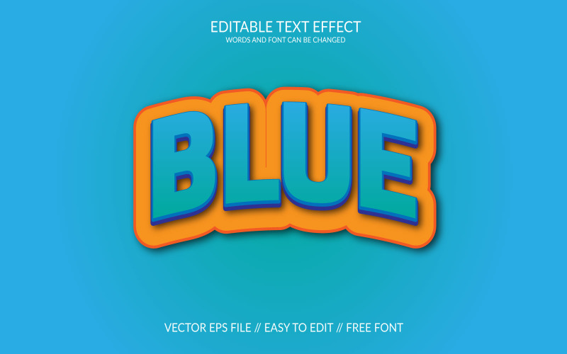 Illustration de conception d'effet de texte Eps vectoriel modifiable bleu