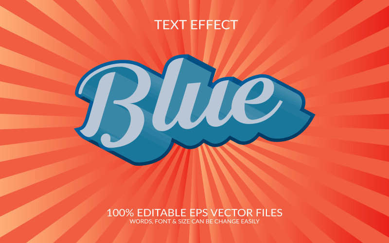 Kék szerkeszthető vektoros Eps 3d szöveg effektus tervezés