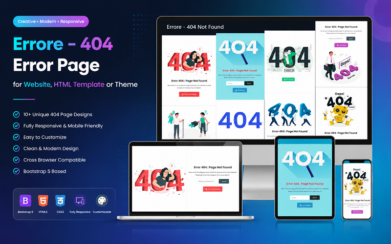 Chyba – chybová stránka 404 pro web, šablonu HTML nebo motiv