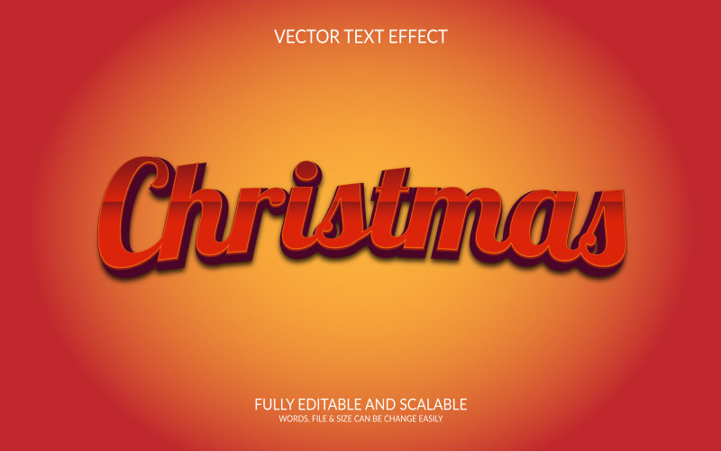 Conception de modèle d'effet de texte vectoriel modifiable en 3D de Noël