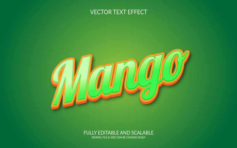 Illustrazione dell'effetto testo vettoriale modificabile 3D Mango