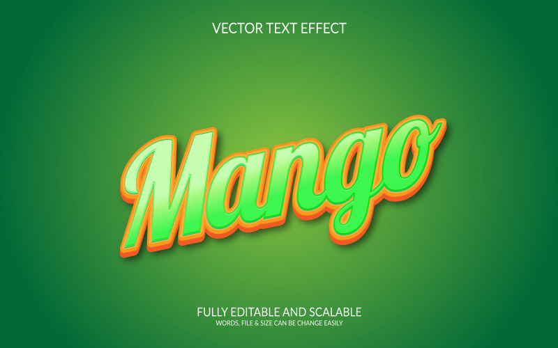 Mango 3D bearbeitbare Vektor-EPS-Texteffekt-Illustration